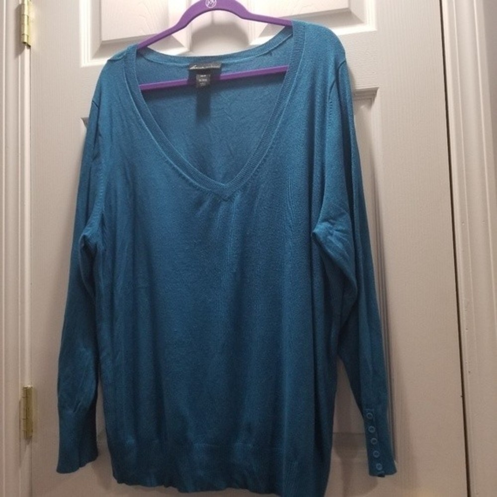 Lane Bryant Blue V Neck Pullover Sweater Size 26/28